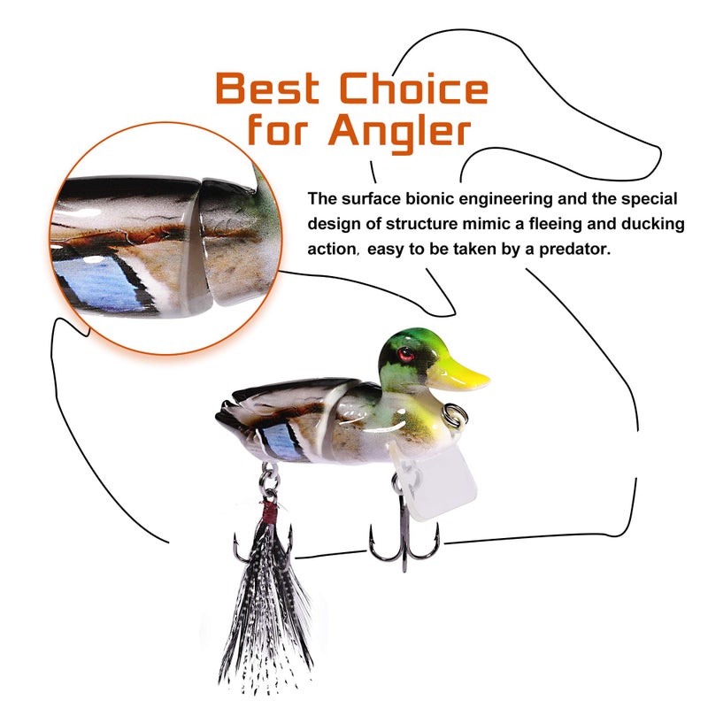 TRUSCEND Fishing Lures for Bass, Fishing Plugs Multi Jointed Swimbait, Lifelike Duck Swimmer for Trout Perch Pike Crappie Walleye Fishing - Image 3